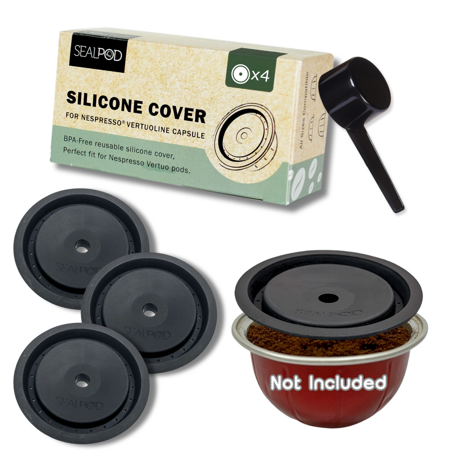 Vertuoline Silicone covers to reuse your Vertuo coffee and fill your favorite coffee 4 Coverspack