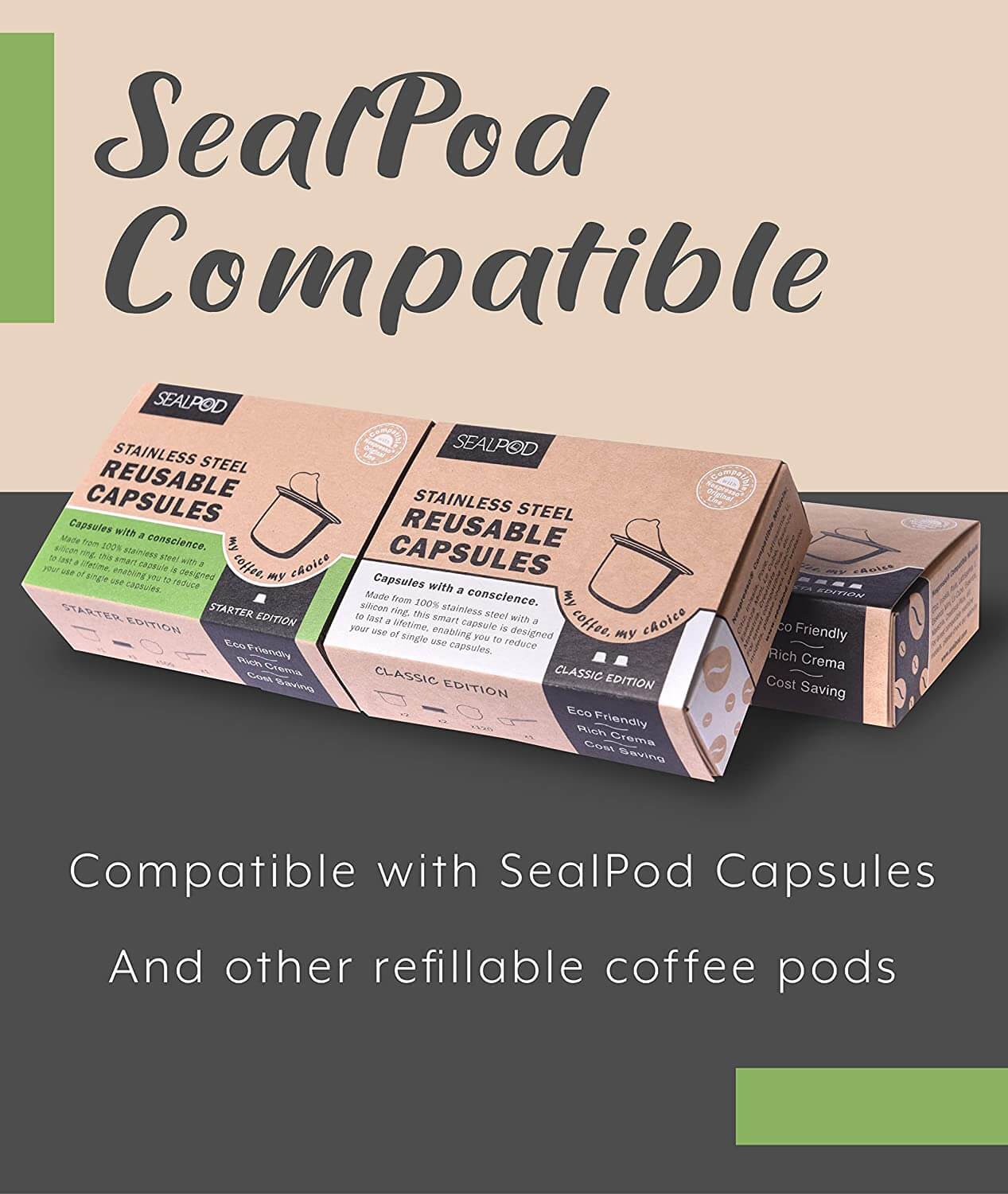 Nespresso Reusable Capsules Aluminum Sticker Lids - 100 Lids|<Sealpod> - SealPod
