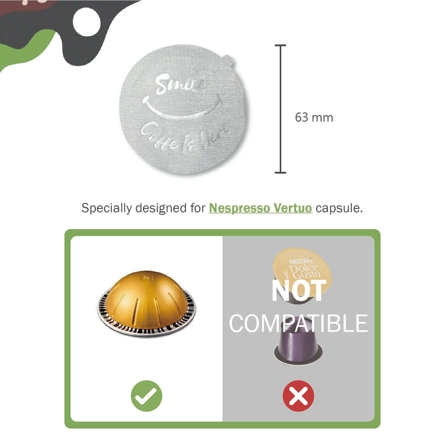 Vertuo sticker lids compatible with nespresso vertuoline capsules