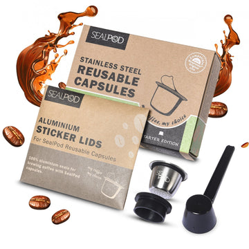 Standard Pack - 1 Pods, 100lids |<Sealpod> Reusable capsule for Nespresso Original line machines