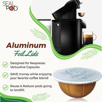 SEALPOD Aluminum Espresso Lids for Nespresso Reusable Capsules, Foil Seals, Filter Stickers to Make Perfect Crema, Compatible with Nespresso