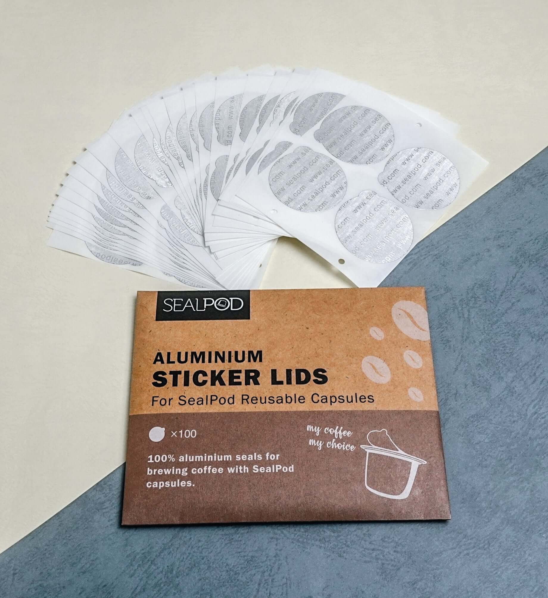 Nespresso Reusable Capsules Aluminum Sticker Lids - 100 Lids|<Sealpod> - SealPod