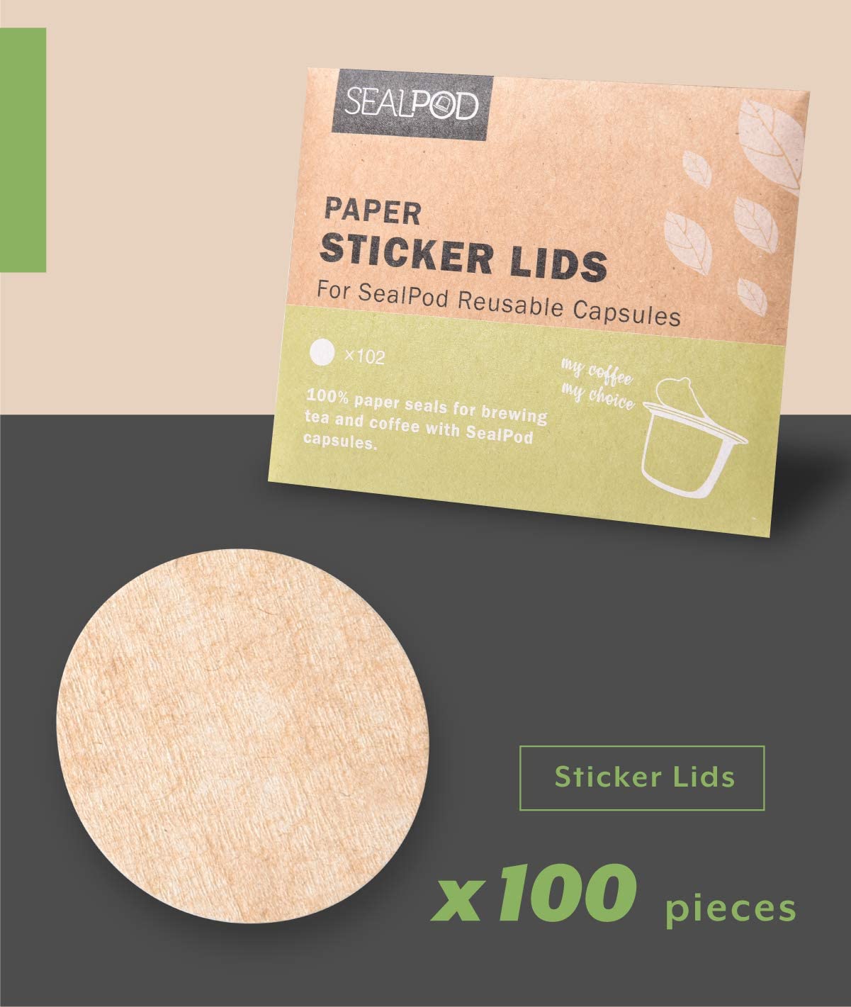 Nespresso Reusable Capsule's Paper Filter Lids (100 Lids)|<Sealpod> - SealPod